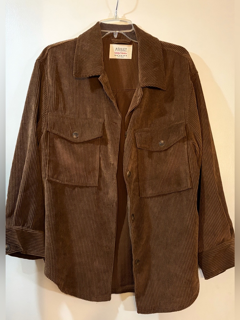 Ashley by 26 International Brown Corduroy Shacket Womens Size Medium